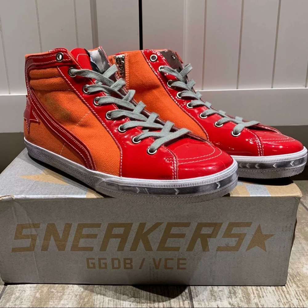 GOLDEN GOOSE DELUXE BRAND SLIDE LEATHER & CANVAS